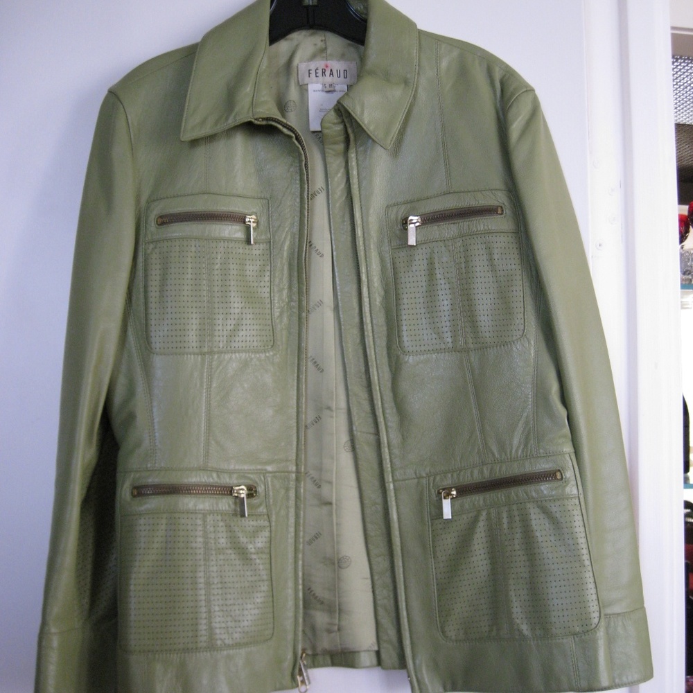 Genuine leather light green women's jack size 8